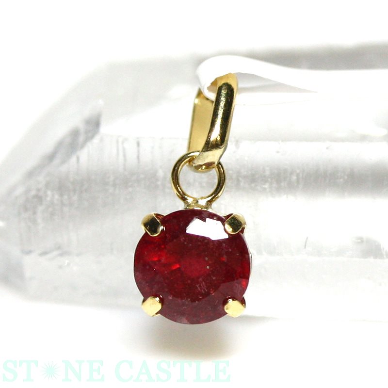 ☆高品質☆【ペンダント】ルビー (ブリリアントカット) 丸型 (18K) #10 【パワーストーン 天然石 アクセサリー レディース メンズ】 15,246円