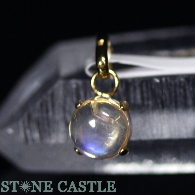★百貨店大売り出し★☆高品質☆【シャンデリヤ】ブルームーンストーン 丸型 (18K) #14 【力強さ石ころ 天然石 佩び物 レディース メンズ】