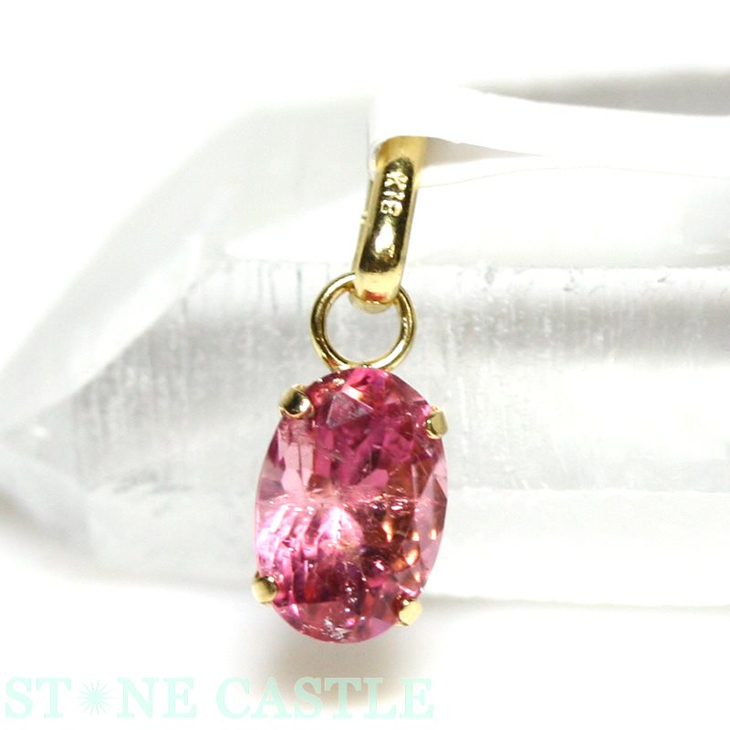 ★百貨店大売り出し★☆高品質☆【シャンデリヤ】ピンクトルマリン オーバル型 (18K) #06 【力強さ石ころ 天然石 付属物 レディース メンズ】