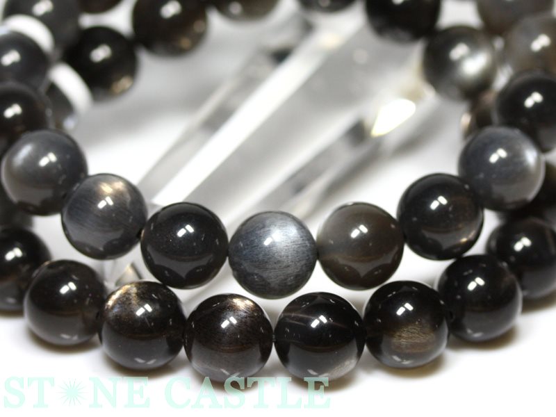 ☆高品質☆【ブレスレット】キャッツアイブラックスターサンストーン (5A) (約10.5～11mm) (鑑別済) 【パワーストーン 天然石 アクセサリー レディース メンズ】