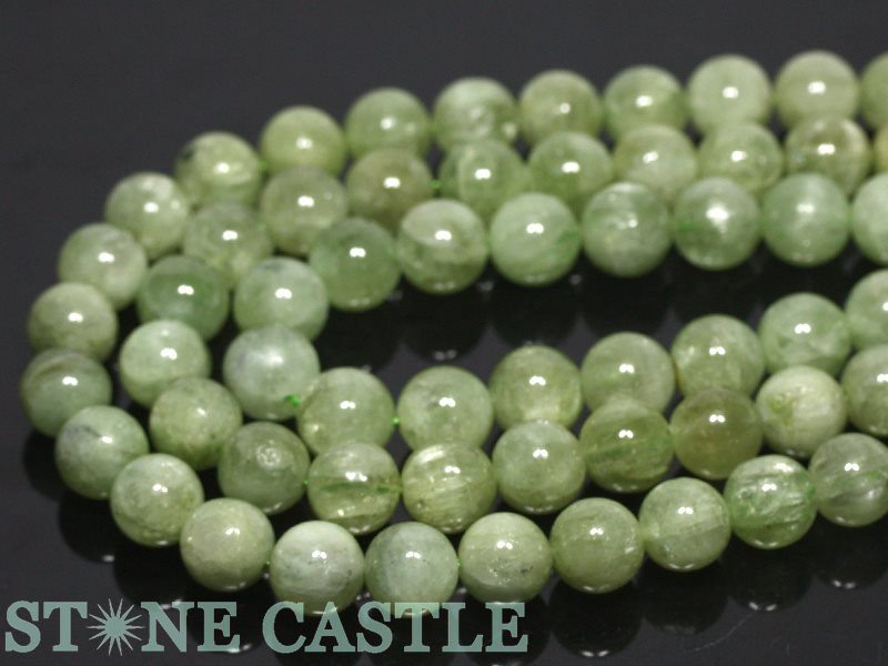 楽天市場】【丸ビーズ】グリーンクンツァイト (2A) 12mm (半連