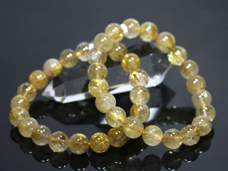高品質ゴールドルチルクォーツブレスレット天然石パワーストーン 個別売り ブラジル産 金運アップ ゴールドルチルクォーツ 15mm