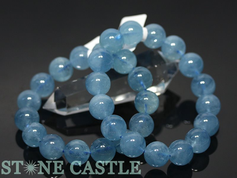 ☆高品質☆【ブレスレット】アクアマリン(3A)(約12.5~13mm)【パワーストーン天然石アクセサリーレディースメンズ】