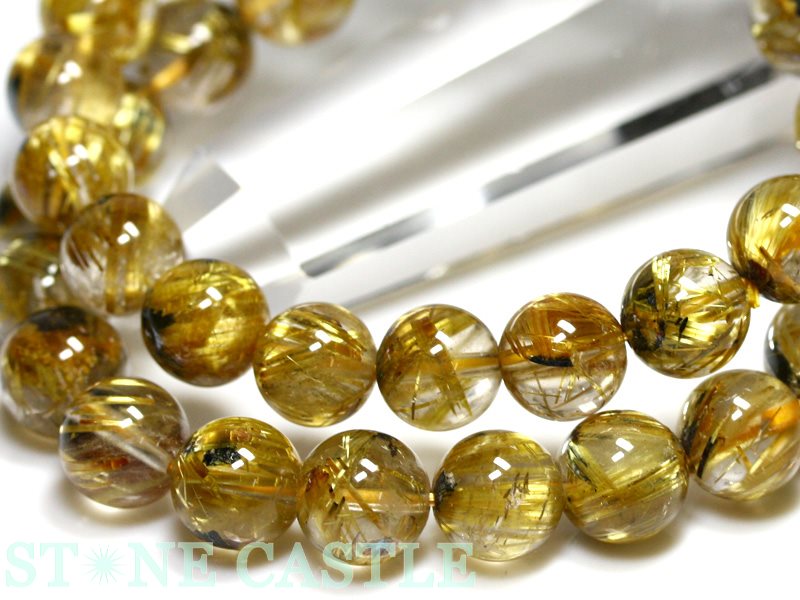 ☆高品質☆【ブレスレット】太陽タイチンルチルクォーツ (最高級) (約7.5～8mm) (ケース付) 【パワーストーン 天然石 アクセサリー レディース メンズ】