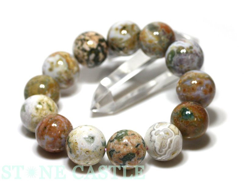 ☆高品質☆【ブレスレット】オーシャンアゲート (3A) (約18mm) (ケース付) 【パワーストーン 天然石 アクセサリー レディース メンズ】