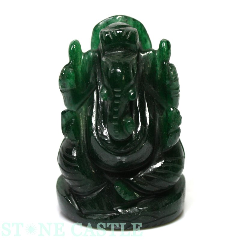 ☆置物一点物☆【彫刻置物】ガネーシャ インドアベンチュリン No.74 【パワーストーン 天然石 アクセサリー】