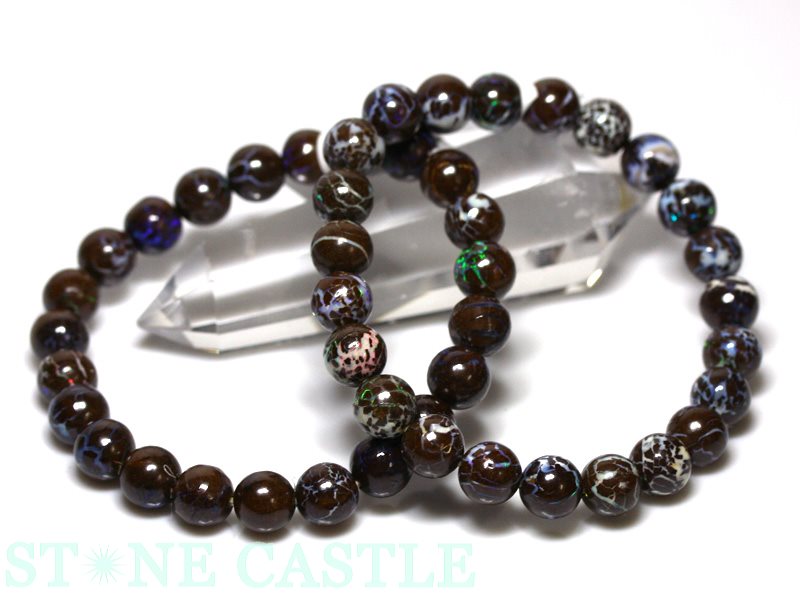 ☆高品質☆【ブレスレット】マトリックスボルダーオパール (5A) (約8~8.5mm) (鑑別済) 【パワーストーン 天然石 アクセサリー レディース メンズ】|パワーストーン 石流通センター