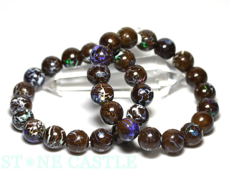 ☆高品質☆【ブレスレット】マトリックスボルダーオパール (5A) (約12～12.5mm) (鑑別済) (ケース付) 【パワーストーン 天然石 アクセサリー レディース メンズ】