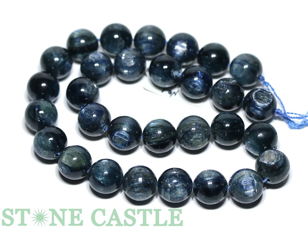 ☆一点物☆【丸ビーズ】カイヤナイト (5A) タンザニア産 約13mm No.01※5の付く日セール※ 【パワーストーン 天然石 アクセサリー 1連売り】