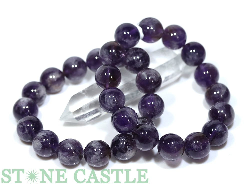 ☆高品質☆【ブレスレット】エンジェルフェザーアメジスト (2A) (約15～15.5mm)【パワーストーン 天然石 アクセサリー レディース メンズ】