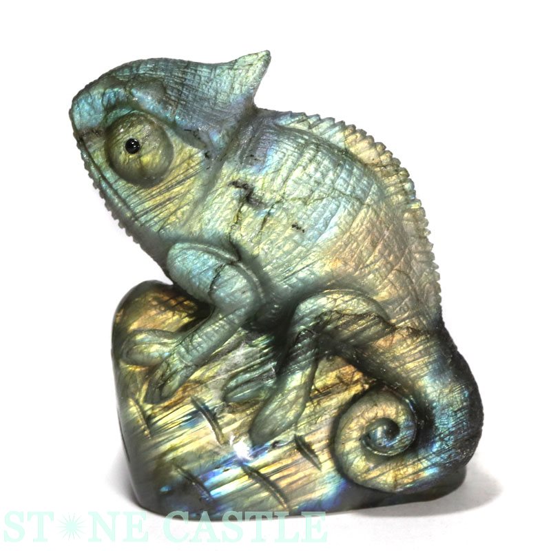 楽天市場】☆置物一点物☆【彫刻置物】カメレオン ラブラドライト No