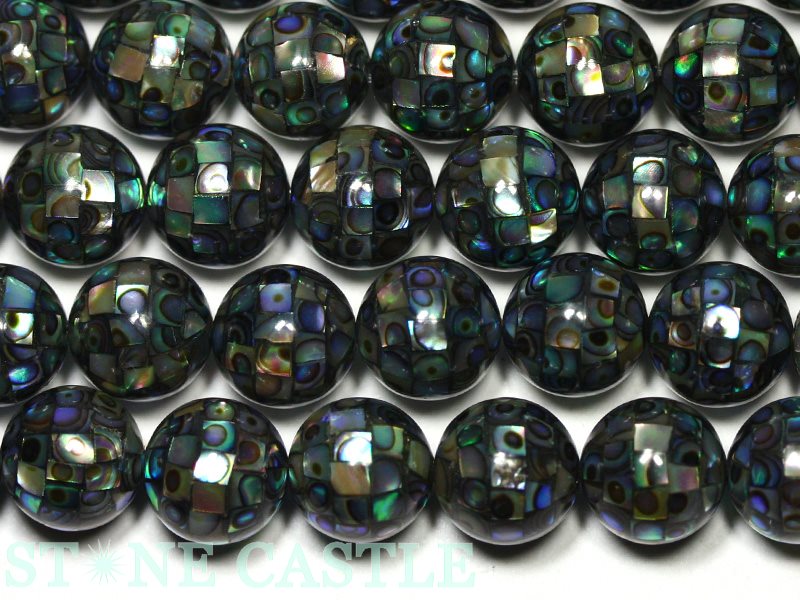 【丸ビーズ】アバロンシェルクラッキングタイプ12mm(半連ブレスレット約1本分)※5の付く日セール※【パワーストーン天然石アクセサリー半連売り】