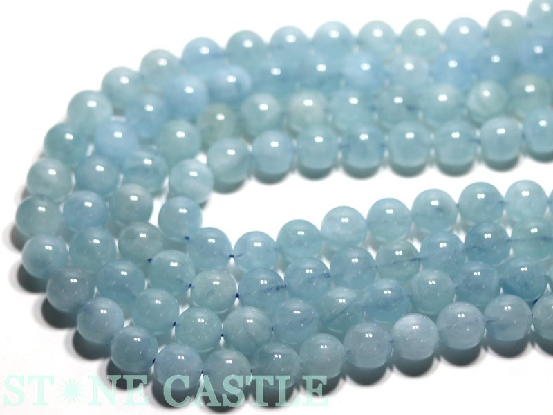 【丸ビーズ】アクアマリン (4A) 12mm (半連 ブレスレット約1本分) 【パワーストーン 天然石 アクセサリー 半連売り】