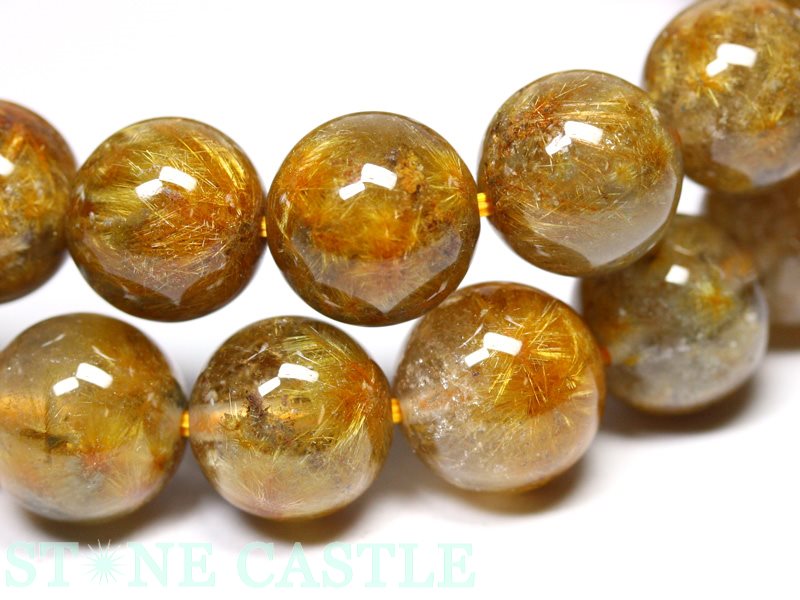 ★百貨店大売り出し★☆高品質☆【腕輪】キクの花タイチンルチルクォーツ (5A) (約11～11.5粍) (容れもの付) 【力強さ石ころ 天然石 付属物 レディース メンズ】