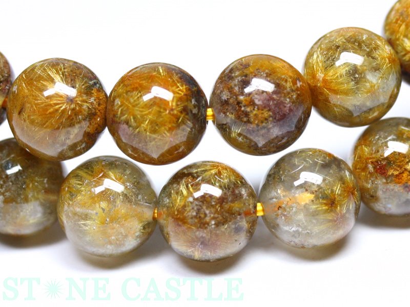 ☆高品質☆【ブレスレット】菊花タイチンルチルクォーツ (5A) (約9～9.5mm) (ケース付) 【パワーストーン 天然石 アクセサリー レディース メンズ】｜パワーストーン 石流通センター