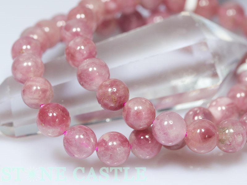 ☆高品質☆【ブレスレット】ピンクトルマリンペグマタイトシリカ(3A)(約8~8.5mm)(鑑別済)【パワーストーン天然石アクセサリーレディースメンズ】