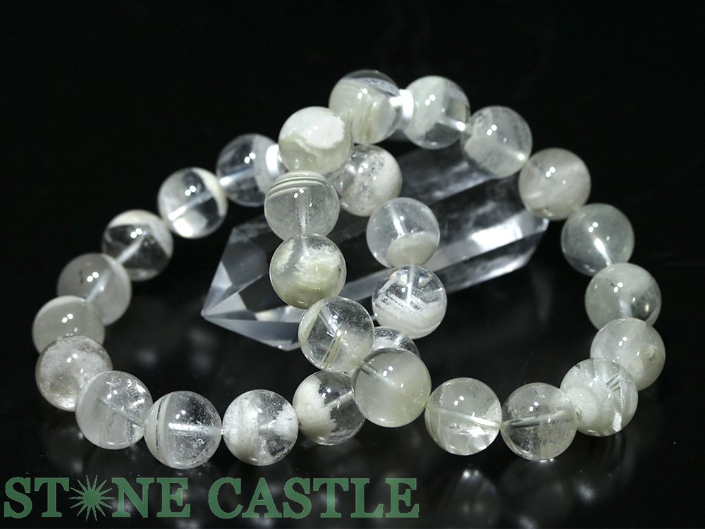 ☆高品質☆【ブレスレット】ホワイトガーデンファントムクォーツ (3A) (約14~14.5mm) (ケース付)【パワーストーン 天然石 アクセサリー レディース メンズ】|パワーストーン 石流通センター