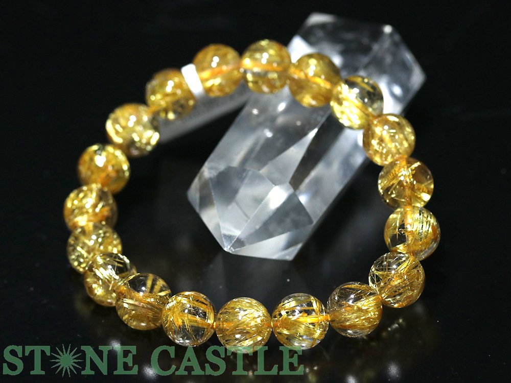 ☆一点物☆【ブレスレット】極太タイチンルチルクォーツ (10A) 7411F (約10.5～11mm) (鑑別書付) (ケース付)【パワーストーン 天然石 アクセサリー レディース メンズ】