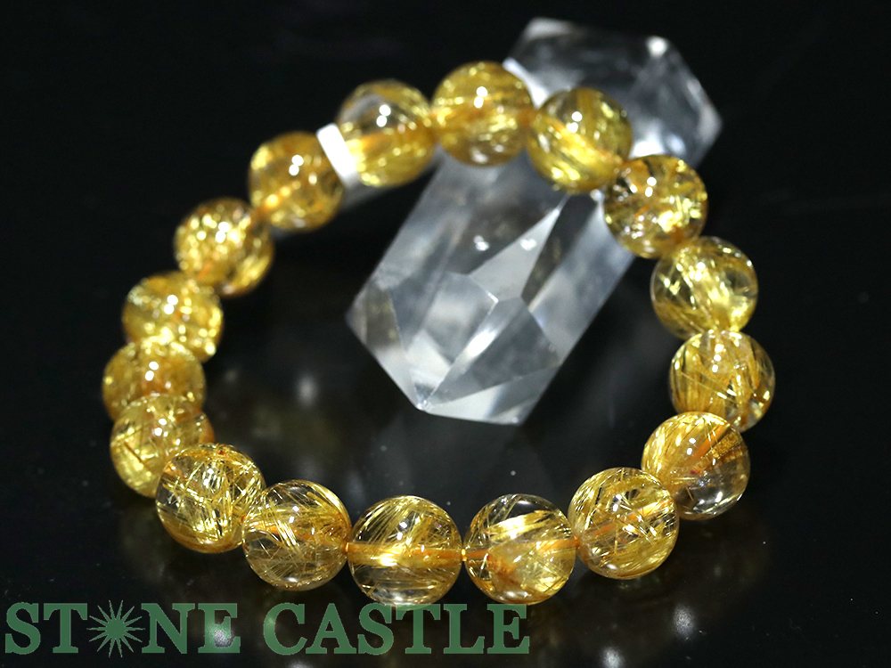 ☆一点物☆【ブレスレット】極太タイチンルチルクォーツ (10A) 7412F (約12.5～13mm) (鑑別書付) (ケース付)【パワーストーン 天然石 アクセサリー レディース メンズ】
