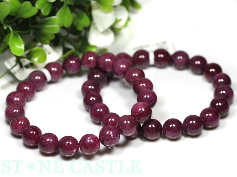 ☆高品質☆【ブレスレット】レッドパープルサファイア (5A) (約10.5～11mm) (鑑別済) (ケース付) 【パワーストーン 天然石 アクセサリー レディース メンズ】｜パワーストーン 石流通センター