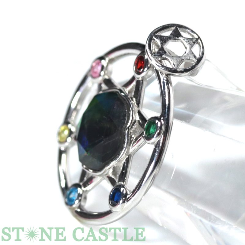 ☆高品質☆【ペンダント】アンモライト(コーライト)六芒星チャクラタイプ約24mm【パワーストーン天然石アクセサリーレディースメンズ】