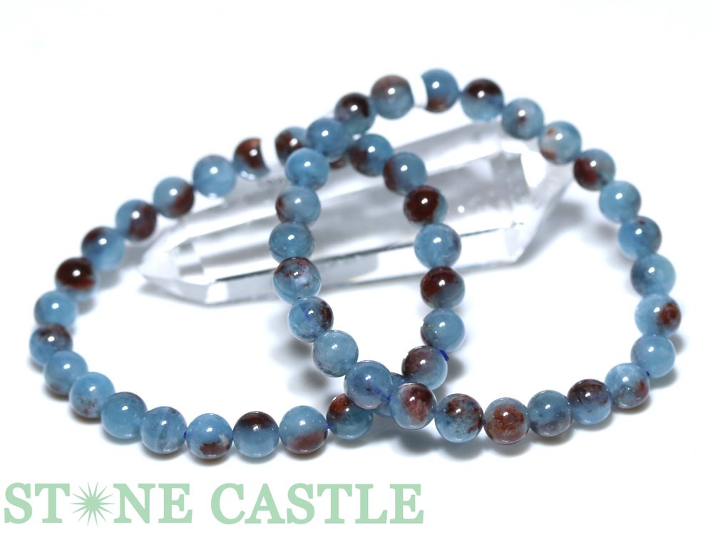 ☆高品質☆【ブレスレット】ヘマタイトインアクアマリン (約7.5～8mm)【パワーストーン 天然石 アクセサリー レディース メンズ】