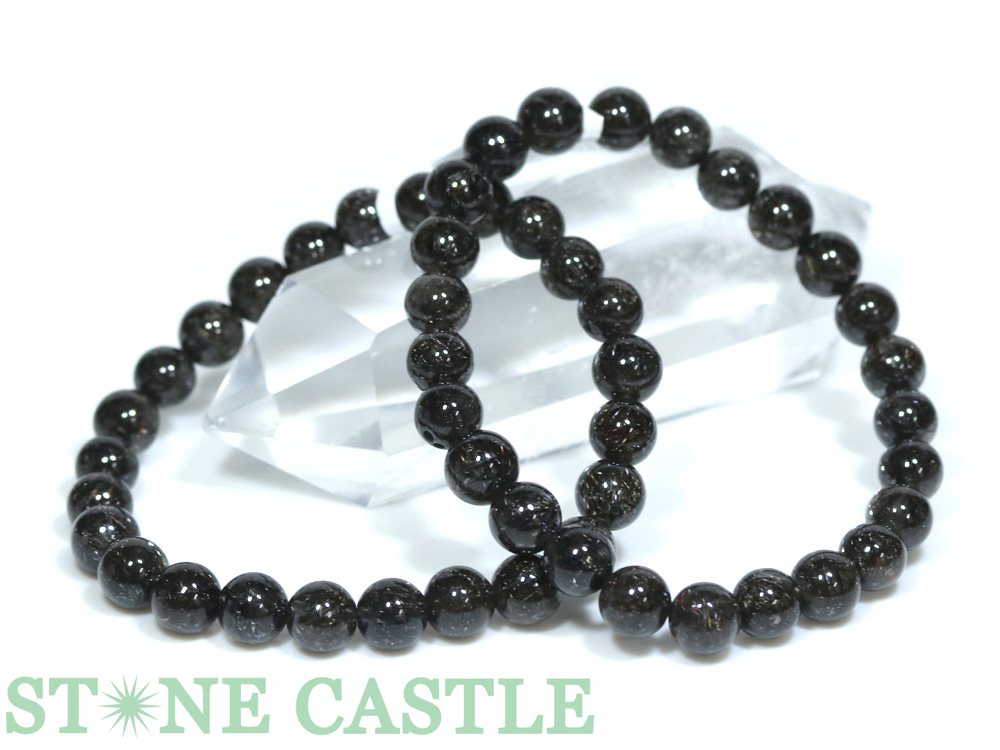 ☆高品質☆【ブレスレット】ブラックブロンズタイチンルチルクォーツ (6A) (約7～7.5mm) (ケース付)【パワーストーン 天然石 アクセサリー レディース メンズ】｜パワーストーン 石流通センター