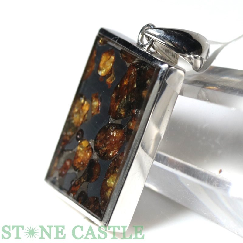 ☆高品質☆【ペンダント】ロシア産パラサイトセイムチャン隕石スクエア型タイプ2約22x17x4mm【パワーストーン天然石アクセサリーレディースメンズ】