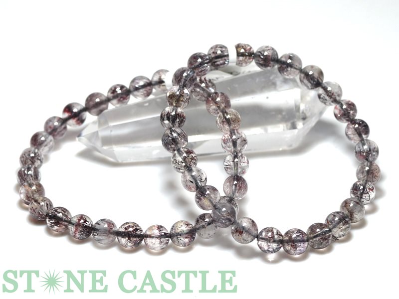 ☆高品質☆【ブレスレット】ブラックスーパーセブン (6A) (ブラジル産) (約7.5～8mm) (鑑別済) (ケース付) 【パワーストーン 天然石 アクセサリー レディース メンズ】