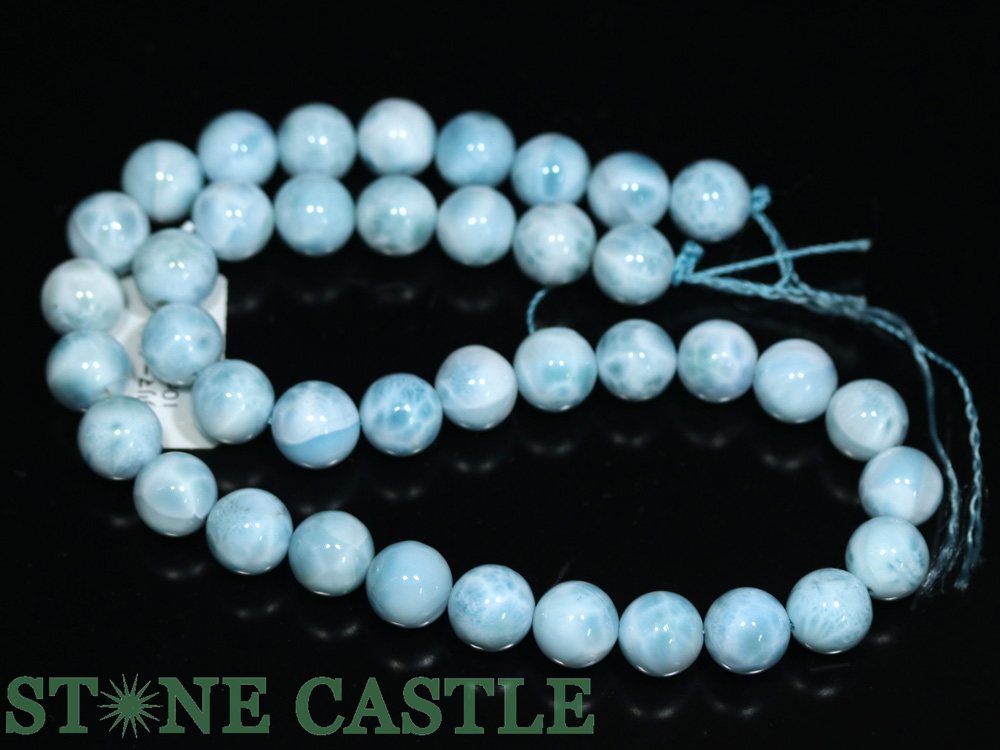 ☆一点物☆【丸ビーズ】ラリマー (5A) 約10mm No.01 【パワーストーン 天然石 アクセサリー 1連売り】