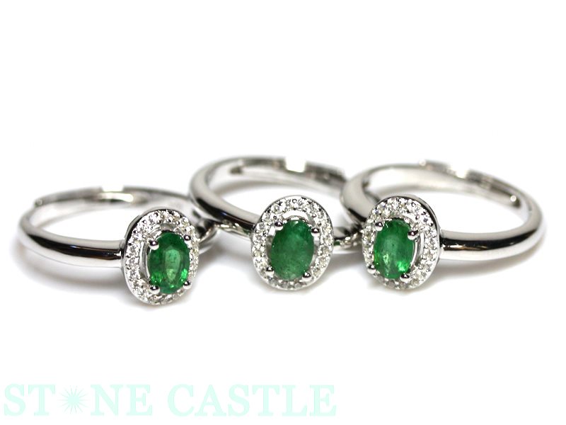☆高品質☆【リング】エメラルド ブリリアントカット (約5×7mm) (sv925) #25 【パワーストーン 天然石 アクセサリー レディース】|パワーストーン 石流通センター