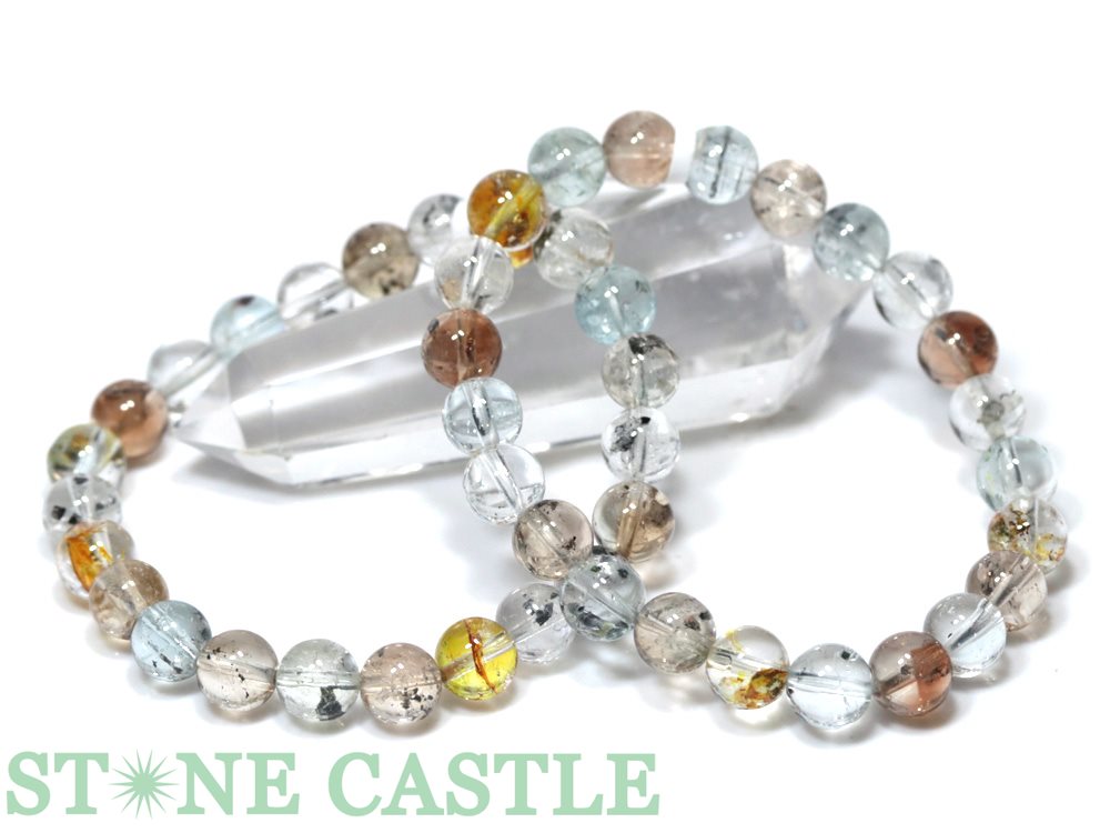 ★百貨店大売り出し★☆高品質☆【腕輪】インクルージョントパーズ (3A) (約7.5～8粍) 【力強さ石ころ 天然石 付属品 レディース メンズ】
