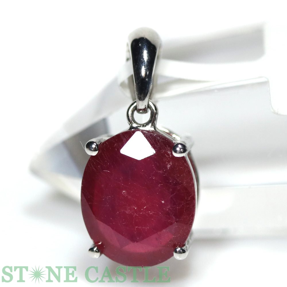 ☆高品質☆【ペンダント】ルビー (ブリリアントカット) オーバル型 約9x11mm #65 【パワーストーン 天然石 アクセサリー レディース メンズ】