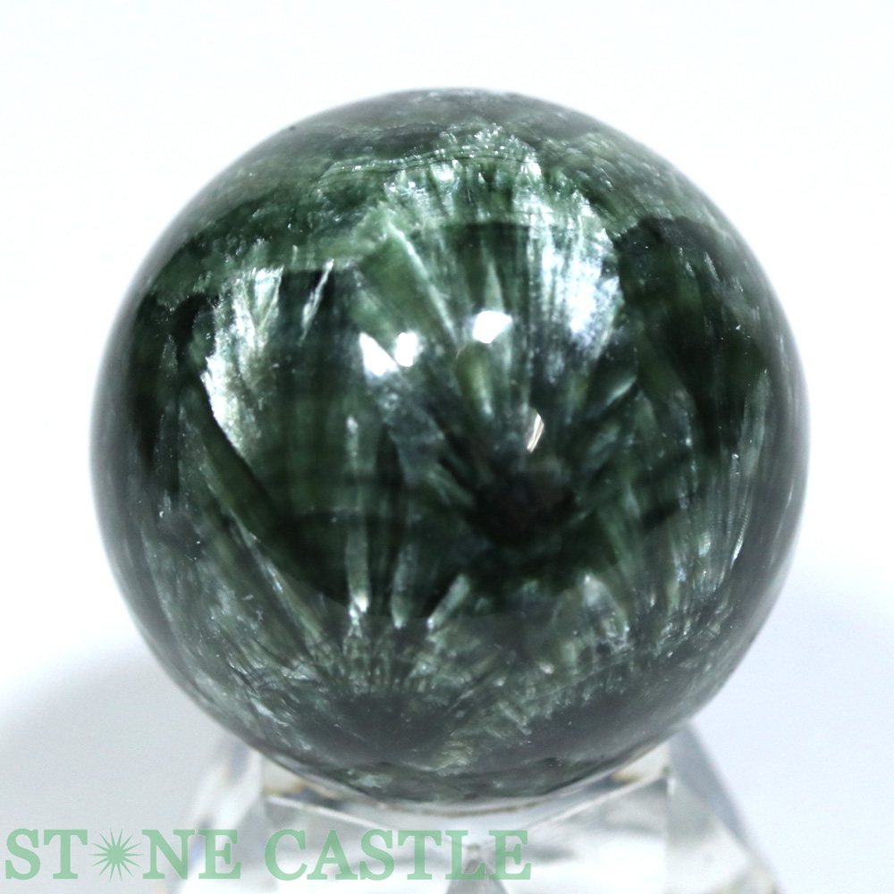 ☆一点物☆【置き石】丸玉 セラフィナイト (3A) 約36mm No.15【パワーストーン 天然石 アクセサリー】