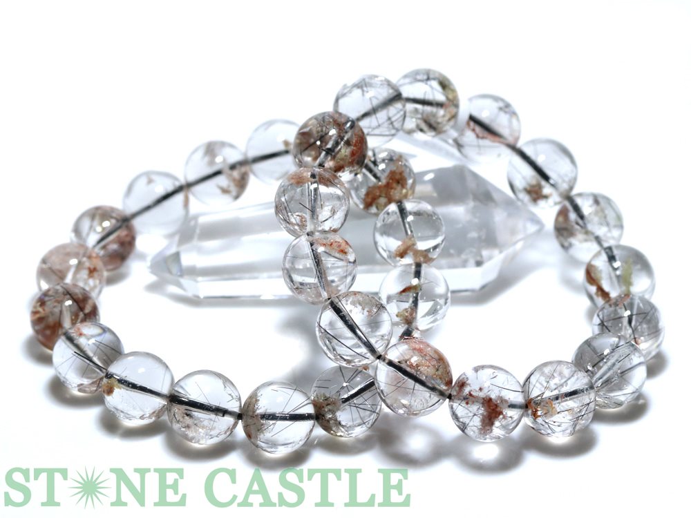 ☆高品質☆【ブレスレット】ブラックルチルクォーツ (ガーデン入り) (約13～13.5mm) 【パワーストーン 天然石 アクセサリー レディース メンズ】