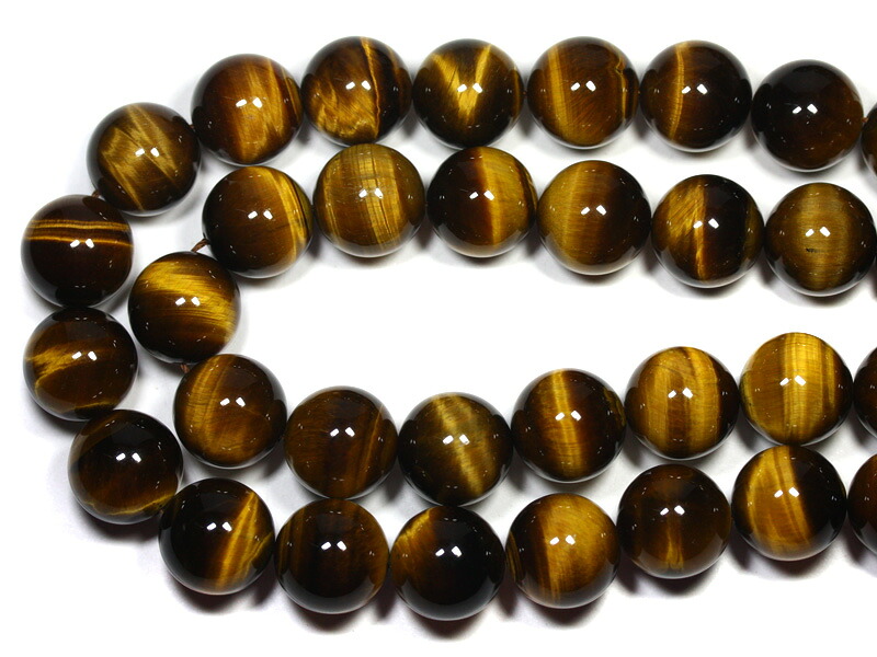 【丸ビーズ】タイガーアイ (3A) 16mm (半連 ブレスレット約1本分)【パワーストーン 天然石 アクセサリー 半連売り】