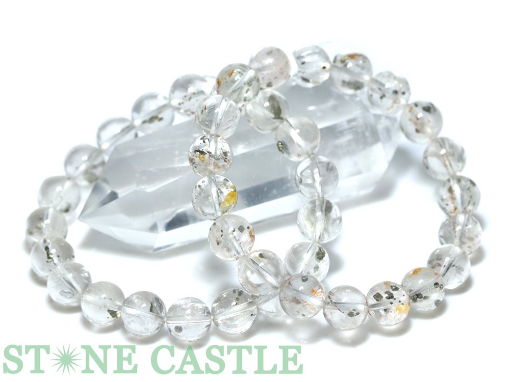 ☆高品質☆【ブレスレット】パイライトインクォーツ (3A) (約10～10.5mm) 【パワーストーン 天然石 アクセサリー レディース メンズ】