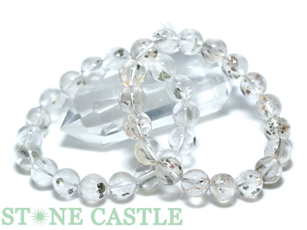 ☆高品質☆【ブレスレット】パイライトインクォーツ (3A) (約10.5～11mm) 【パワーストーン 天然石 アクセサリー レディース メンズ】