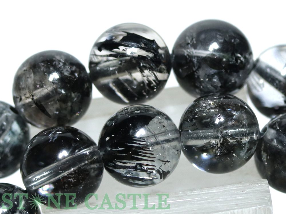 ☆高品質☆【ブレスレット】ブラックレピドライトインクォーツ(5A)(約11.5〜12mm)(ケース付)【パワーストーン天然石アクセサリーレディースメンズ】