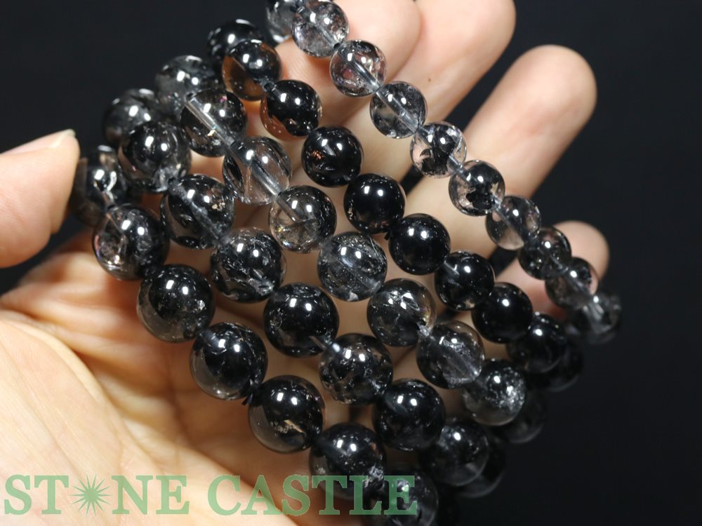 ☆高品質☆【ブレスレット】ブラックレピドライトインクォーツ(5A)(約11.5〜12mm)(ケース付)【パワーストーン天然石アクセサリーレディースメンズ】