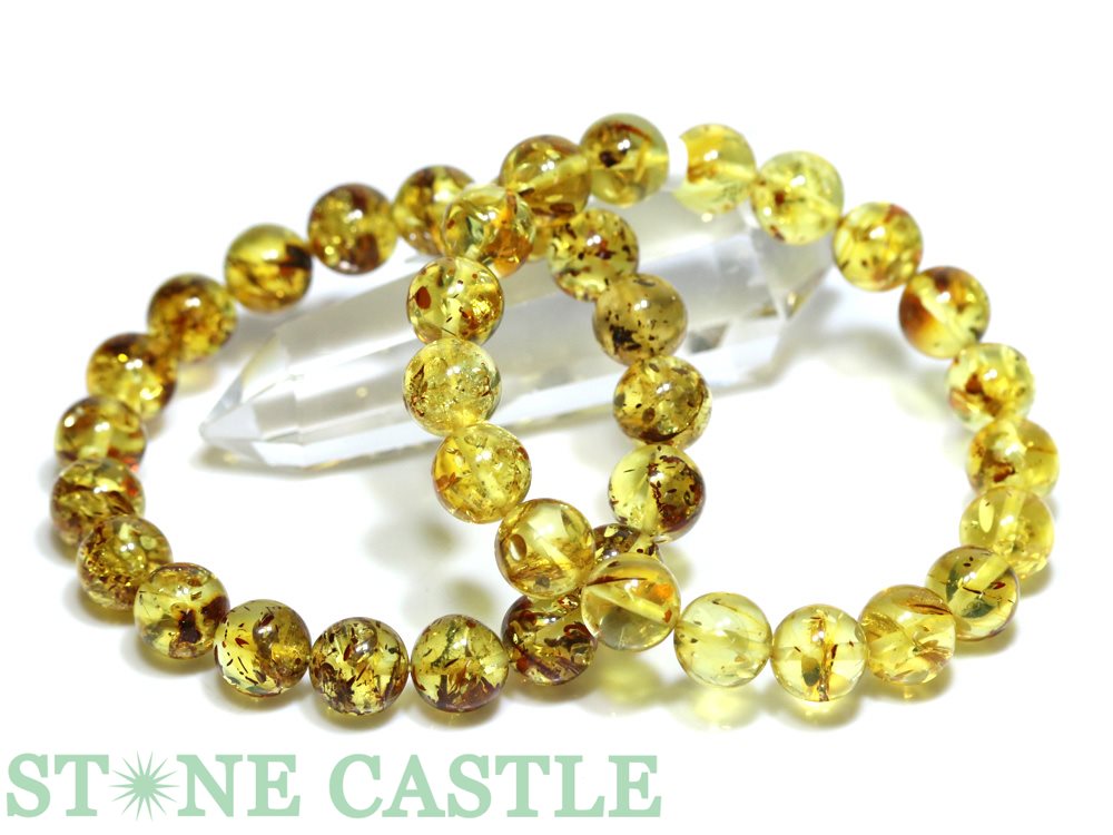 ☆高品質☆【ブレスレット】天然フラワーアンバー(琥珀) (ロシア産) (約10.5～11mm) 【パワーストーン 天然石 アクセサリー レディース メンズ】