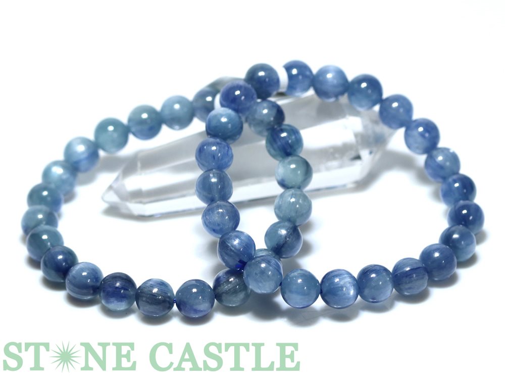 ★百貨店大売り出し★☆高品質☆【腕輪】カイヤナイト (3A) (タンザニア産) (約9～9.5粍) 【力強さ石ころ 天然石 佩び物 レディース メンズ】