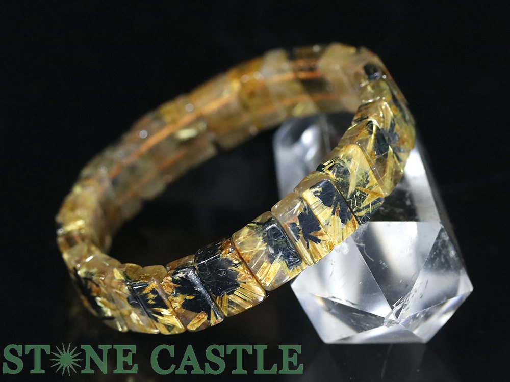 ☆一点物☆【ブレスレット】ビクトリー極太太陽タイチンルチル (3A) バングル No.36 約12x7x5mm (ケース付)【パワーストーン 天然石 アクセサリー レディース メンズ】