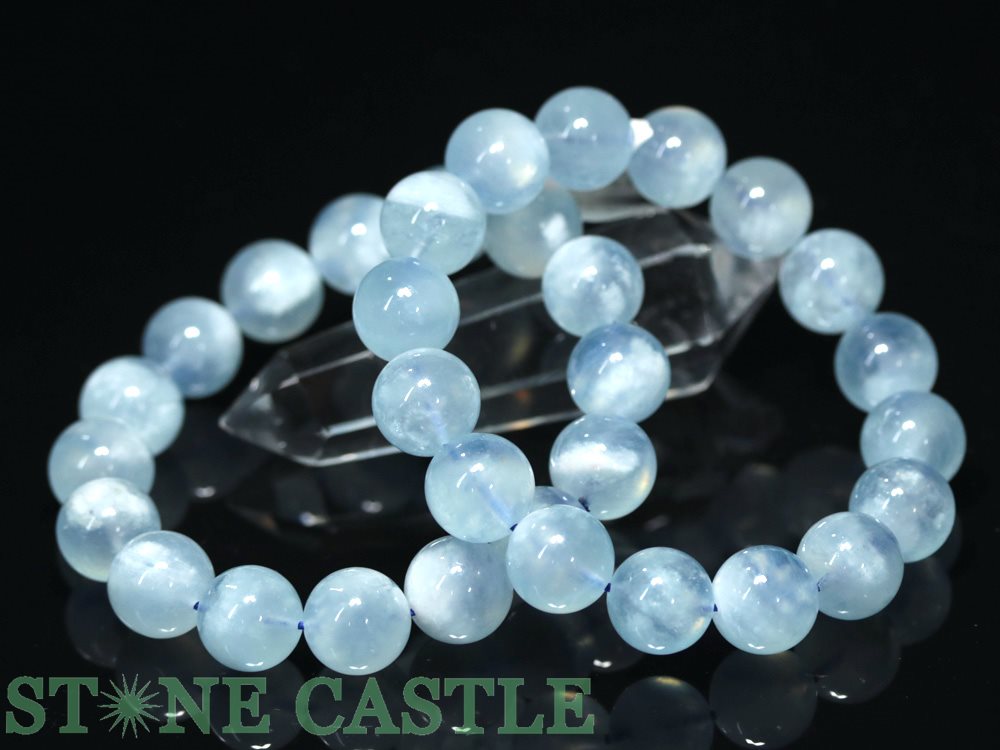 ☆高品質☆【ブレスレット】エンジェルクラウドアクアマリン (3A) (約15~15.5mm) (ケース付) 【パワーストーン 天然石 アクセサリー レディース メンズ】|パワーストーン 石流通センター