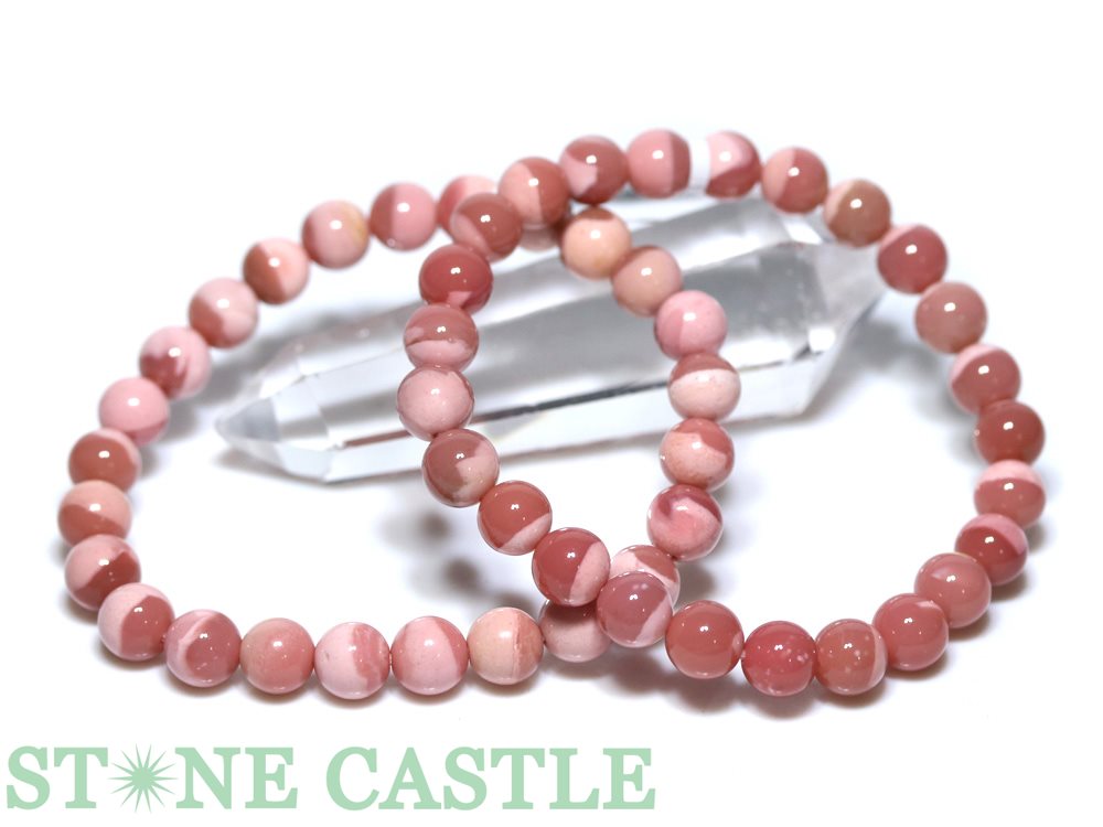 ★百貨店大売り出し★☆高品質☆【腕輪】桜サクラ色乳白色 聚宝盆 (ペルー共和国産) (約7.5～8粍) 【力強さ石ころ 天然石 付属品 レディース メンズ】