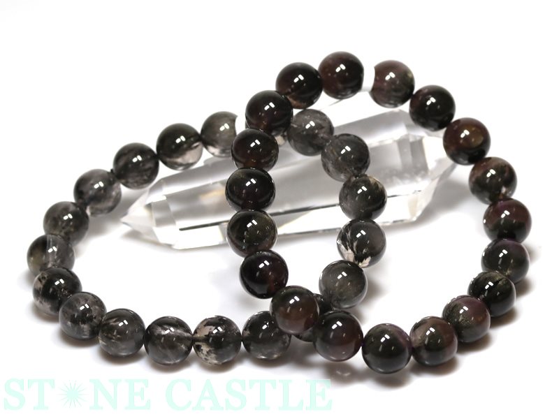 ☆高品質☆【ブレスレット】ブラックレピドライトインクォーツ (2A) (ブラジル産) (約9.5～10mm)【パワーストーン 天然石 アクセサリー レディース メンズ】