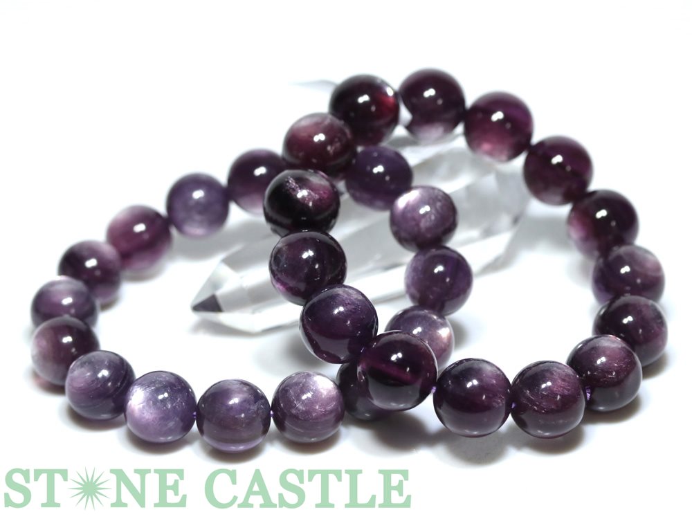☆高品質☆【ブレスレット】ロイヤルレピドライトキャッツアイ (約14～14.5mm) (鑑別済) (ケース付) 【パワーストーン 天然石 アクセサリー レディース メンズ】