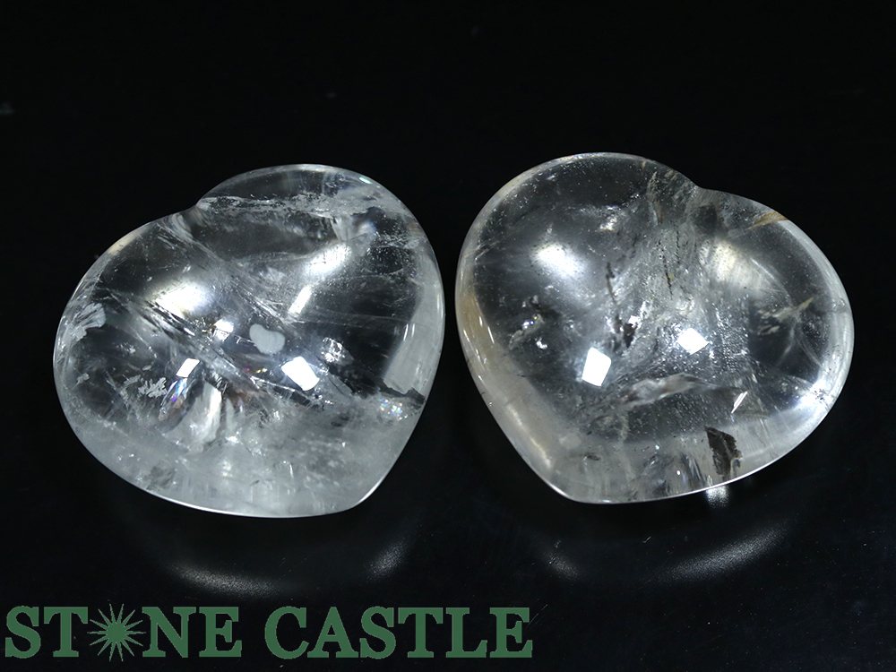 ☆一点物☆【置き石】ハート型 レインボー水晶 (2個セット) No.50【パワーストーン 天然石 アクセサリー】｜パワーストーン 石流通センター