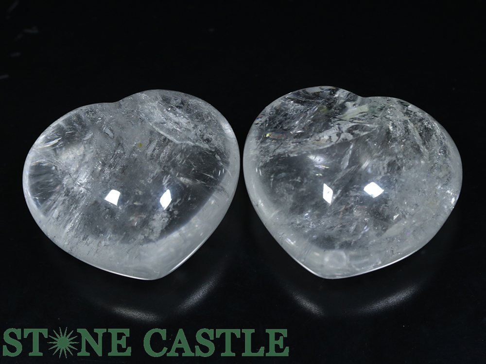 ☆一点物☆【置き石】ハート型 レインボー水晶 (2個セット) No.55【パワーストーン 天然石 アクセサリー】