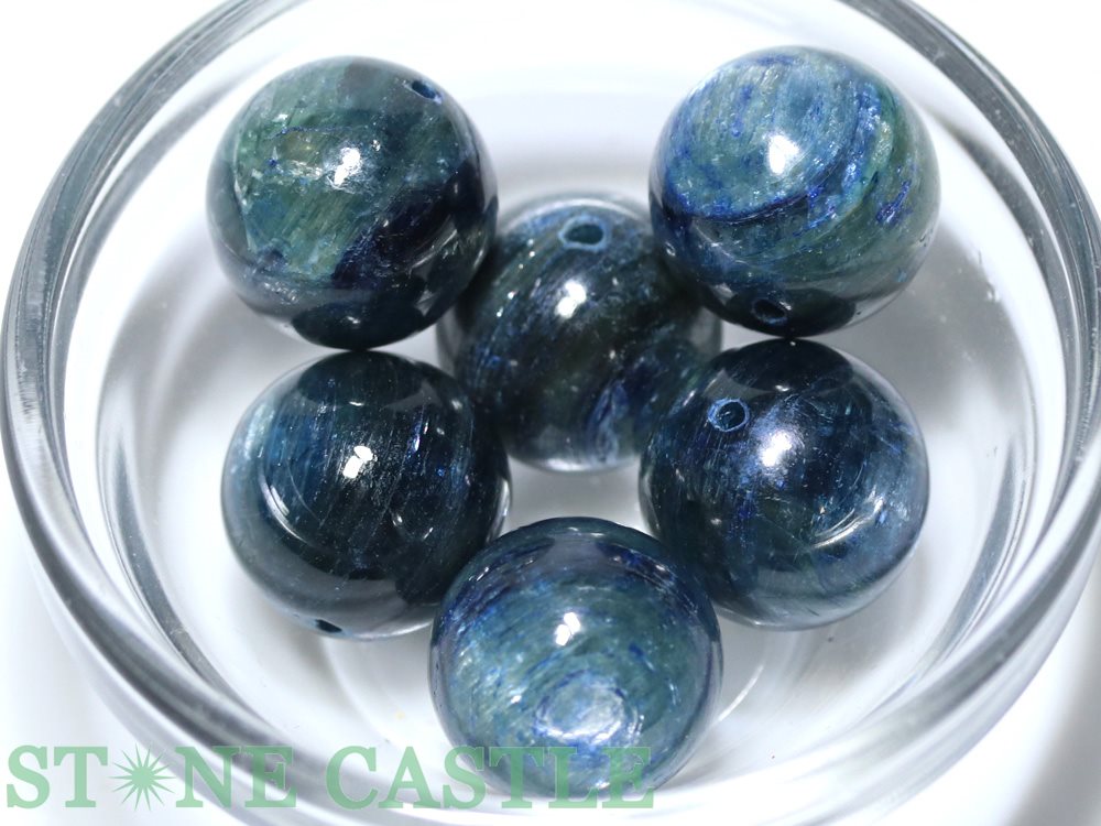 【丸ビーズ】カイヤナイト (5A) 16mm (タンザニア産) (6粒セット) ★特価★ 【パワーストーン 天然石 アクセサリー 1連売り】